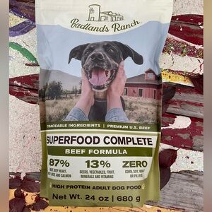 Superfood complete beef dog food, high protein adult dog kibble